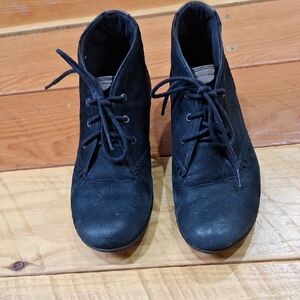 Black Lace-Up Ankle Boots, suede